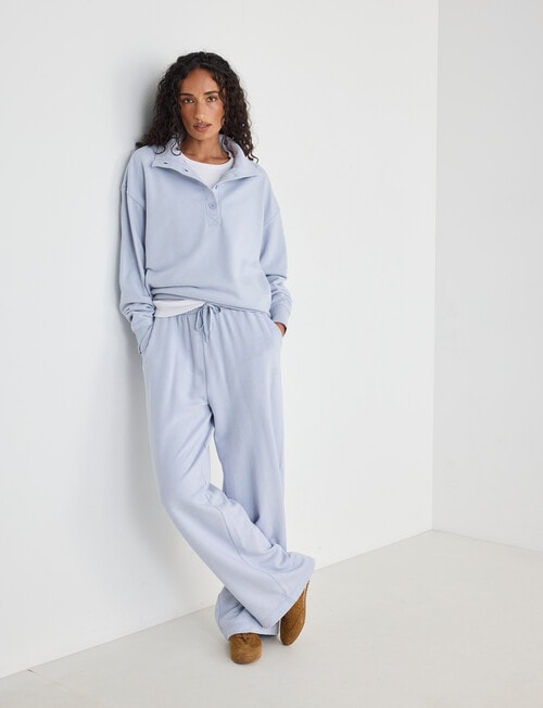 Zest Lounge Loop Back 1/4 Button Sweater, Grey Dawn product photo View 03 L