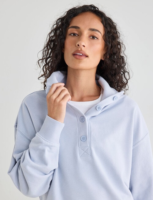 Zest Lounge Loop Back 1/4 Button Sweater, Grey Dawn product photo View 05 L