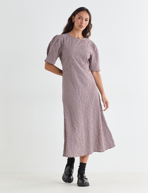 Mineral Nelly Dress, Pomegranate Check product photo