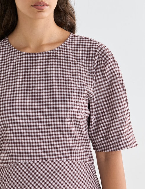 Mineral Nelly Dress, Pomegranate Check product photo View 05 L