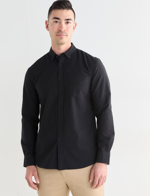Laidlaw + Leeds Oxford Long Sleeve Shirt, Black product photo