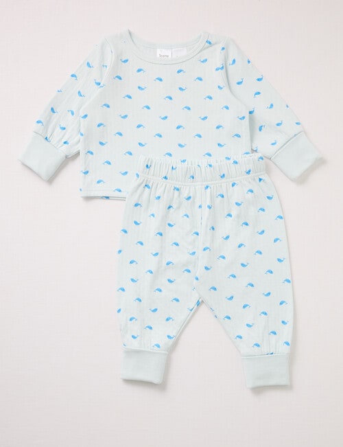 Teeny Weeny Sleep Whale Long-Sleeve PJ Sleep Set, 2-Piece, Blue product photo
