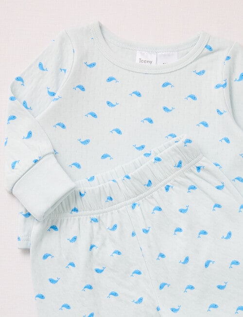 Teeny Weeny Sleep Whale Long-Sleeve PJ Sleep Set, 2-Piece, Blue product photo View 02 L