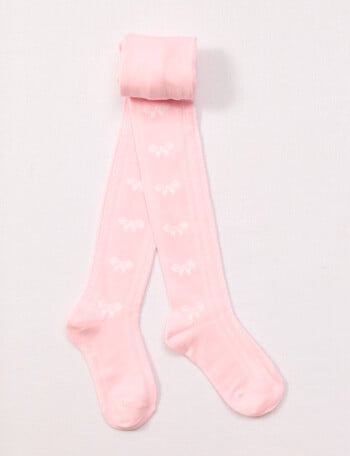 Simon De Winter Bow Jacquard Tights, Pink product photo