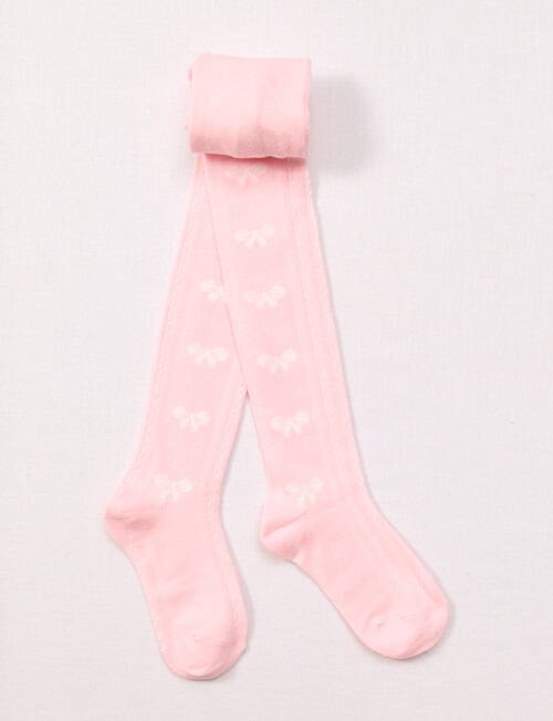 Simon De Winter Bow Jacquard Tights, Pink product photo