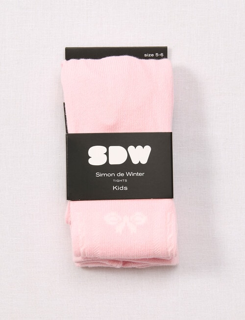 Simon De Winter Bow Jacquard Tights, Pink product photo View 02 L