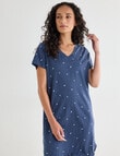Zest Sleep T-Shirt Nightie, Navy Marle Leaf, 8-22 product photo