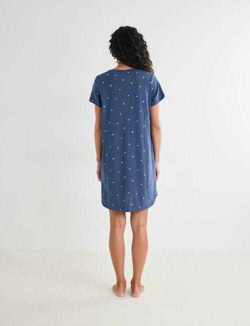 Zest Sleep T-Shirt Nightie, Navy Marle Leaf, 8-22 product photo View 02 L