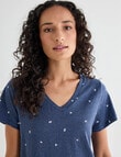 Zest Sleep T-Shirt Nightie, Navy Marle Leaf, 8-22 product photo View 04 S