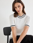 Oliver Black Mock Neck Tipped Jumper, Ivory & Black product photo
