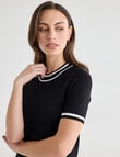 Oliver Black Mock Neck Tipped Jumper, Black & Ivory product photo