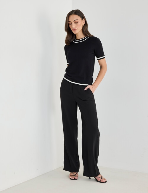 Oliver Black Mock Neck Tipped Jumper, Black & Ivory product photo View 03 L