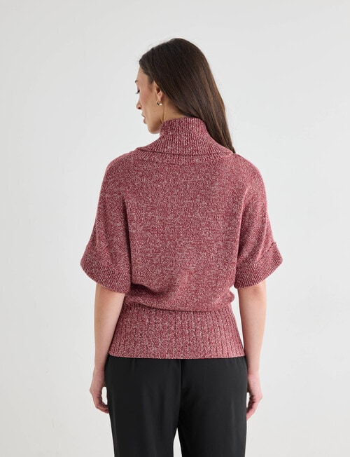 Oliver Black Roll Neck Slouch 2 Tone Top, Burgundy product photo View 02 L