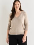 Whistle Lightweight V-Neck Jumper, Oat product photo View 12 S