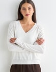 Whistle Lightweight V-Neck Jumper, Winter White product photo