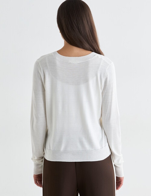 Whistle Lightweight V-Neck Jumper, Winter White product photo View 02 L