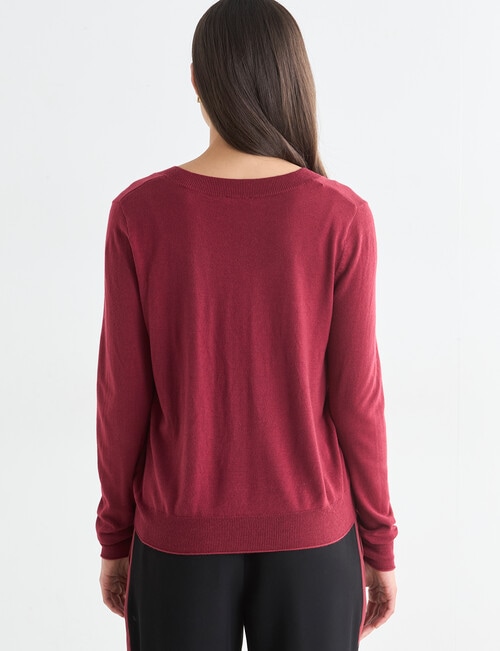 Whistle Lightweight V-Neck Jumper, Sangria product photo View 02 L