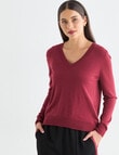 Whistle Lightweight V-Neck Jumper, Sangria product photo View 05 S