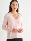 Whistle Lightweight V-Neck Jumper, Blush product photo