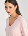 Whistle Lightweight V-Neck Jumper, Blush product photo View 04 S