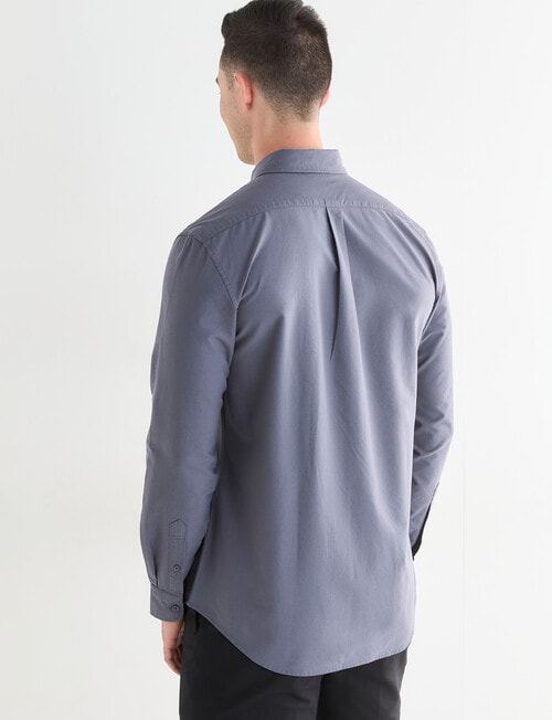 Laidlaw + Leeds Oxford Long Sleeve Shirt, Charcoal product photo View 02 L