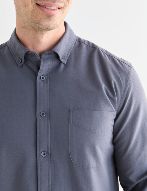 Laidlaw + Leeds Oxford Long Sleeve Shirt, Charcoal product photo View 04 L