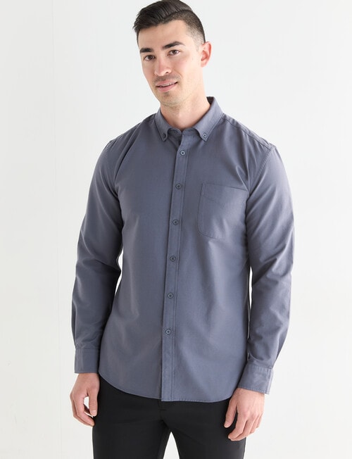 Laidlaw + Leeds Oxford Long Sleeve Shirt, Charcoal product photo View 05 L