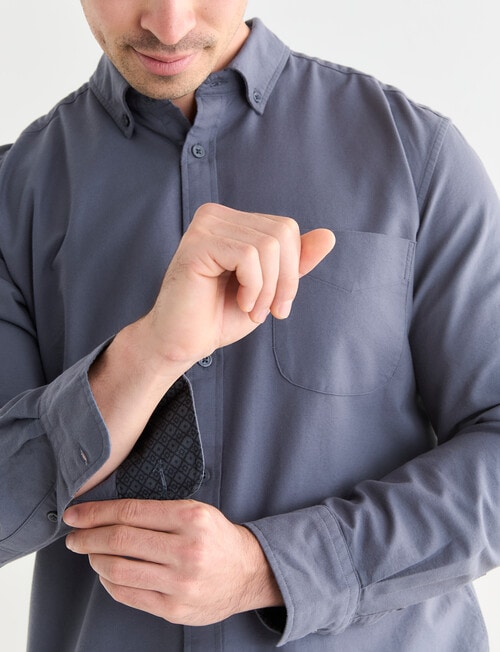 Laidlaw + Leeds Oxford Long Sleeve Shirt, Charcoal product photo View 06 L