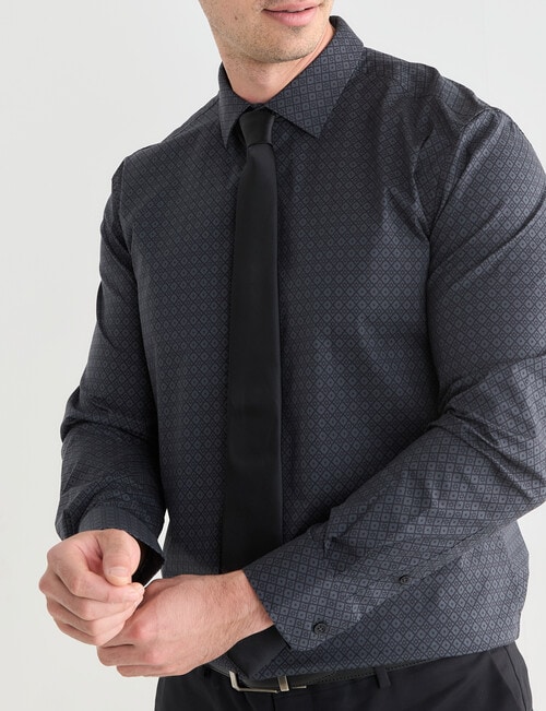 Laidlaw + Leeds Geo Print Long Sleeve Shirt, Black product photo View 04 L