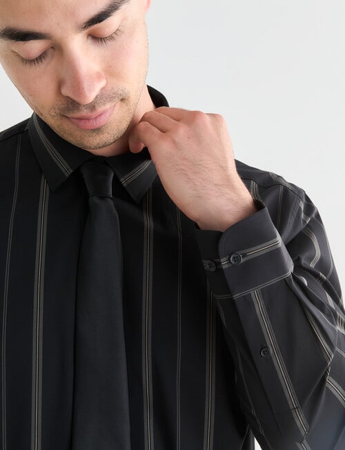 Laidlaw + Leeds Stripe Long Sleeve Shirt, Black product photo View 04 L