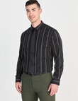 Laidlaw + Leeds Stripe Long Sleeve Shirt, Black product photo View 05 S