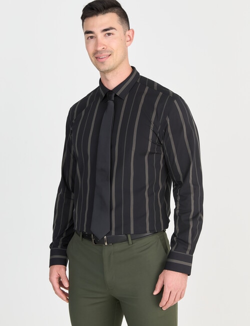 Laidlaw + Leeds Stripe Long Sleeve Shirt, Black product photo View 05 L