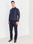 Laidlaw + Leeds Stripe Long Sleeve Shirt, Navy product photo View 03 S