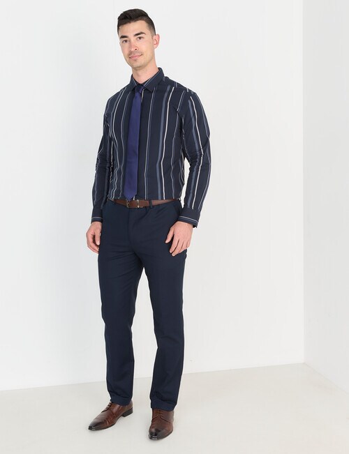 Laidlaw + Leeds Stripe Long Sleeve Shirt, Navy product photo View 03 L