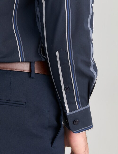 Laidlaw + Leeds Stripe Long Sleeve Shirt, Navy product photo View 04 L