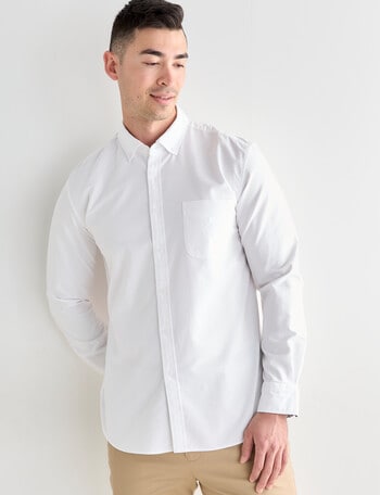 Laidlaw + Leeds Oxford Long Sleeve Shirt, White product photo