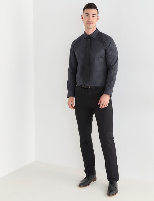 Laidlaw + Leeds Geo Print Long Sleeve Shirt, Black product photo View 03 L