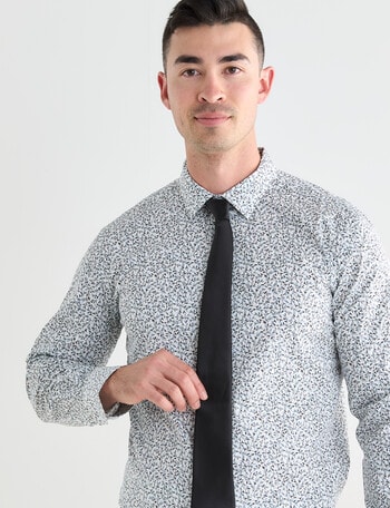 Laidlaw + Leeds Leaf Print Long Sleeve Shirt, White product photo