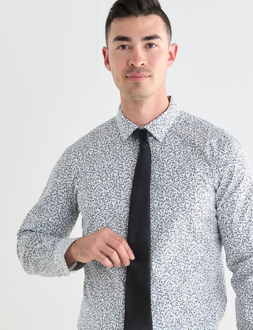 Laidlaw + Leeds Leaf Print Long Sleeve Shirt, White product photo