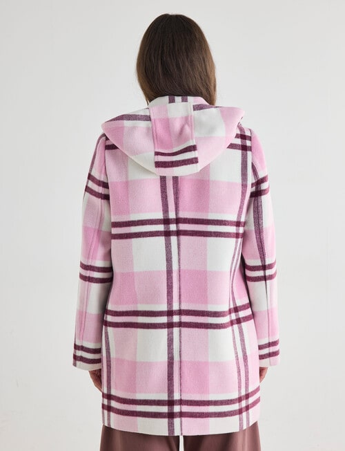 Zest Detachable Hood Coat, Pink Check product photo View 02 L