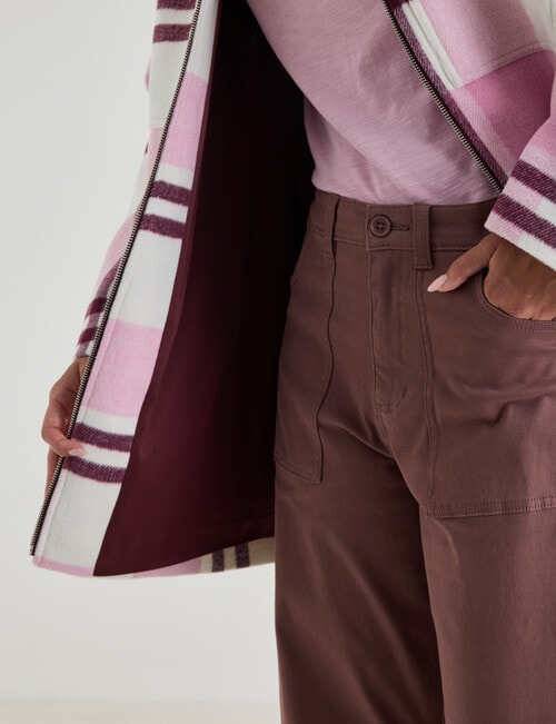 Zest Detachable Hood Coat, Pink Check product photo View 06 L