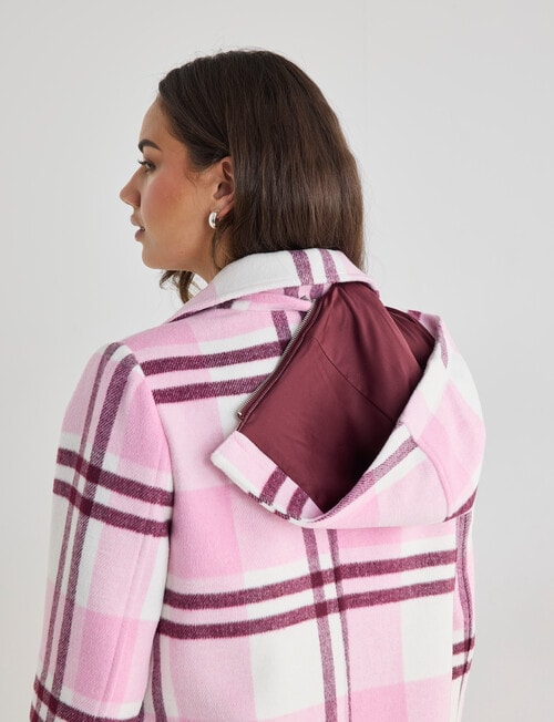 Zest Detachable Hood Coat, Pink Check product photo View 08 L