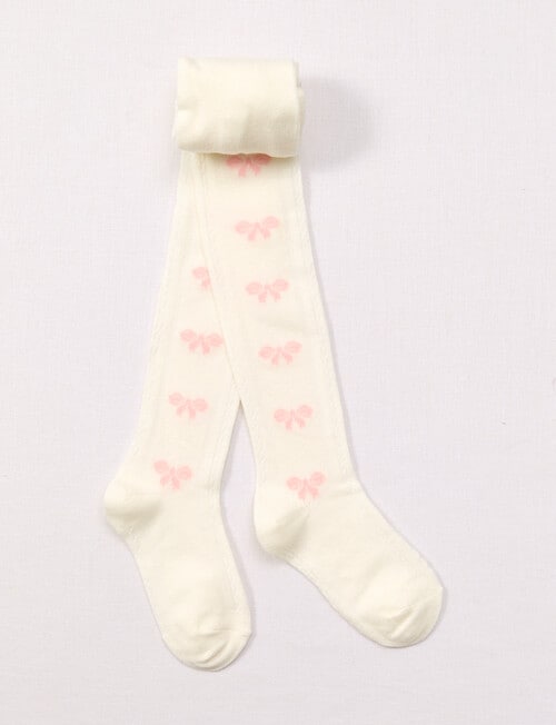 Simon De Winter Bow Jacquard Tights, Ivory product photo