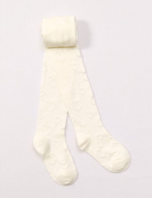 Simon De Winter Heart Textured Tights, Ivory product photo