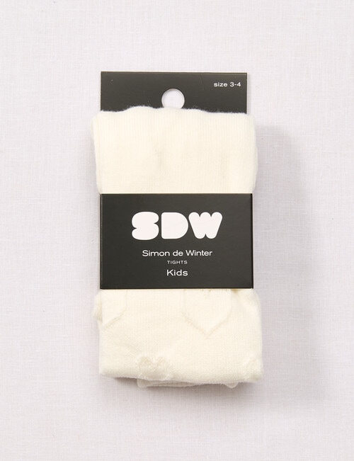 Simon De Winter Heart Textured Tights, Ivory product photo View 02 L