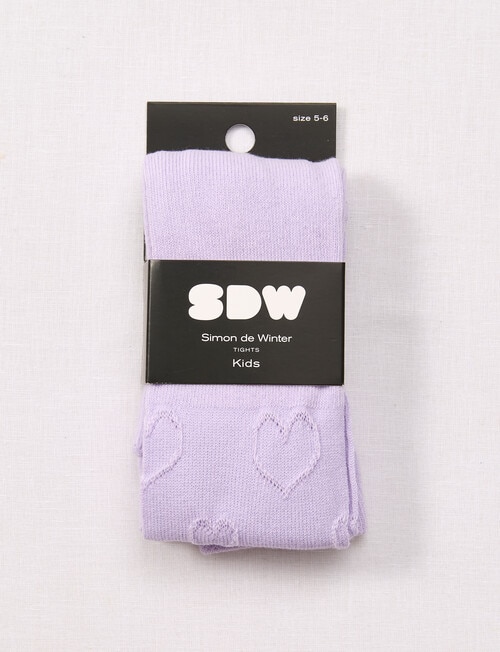 Simon De Winter Heart Textured Tights, Lilac product photo View 02 L