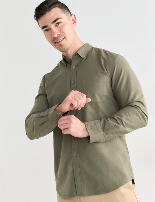 Laidlaw + Leeds Oxford Long Sleeve Shirt, Khaki product photo