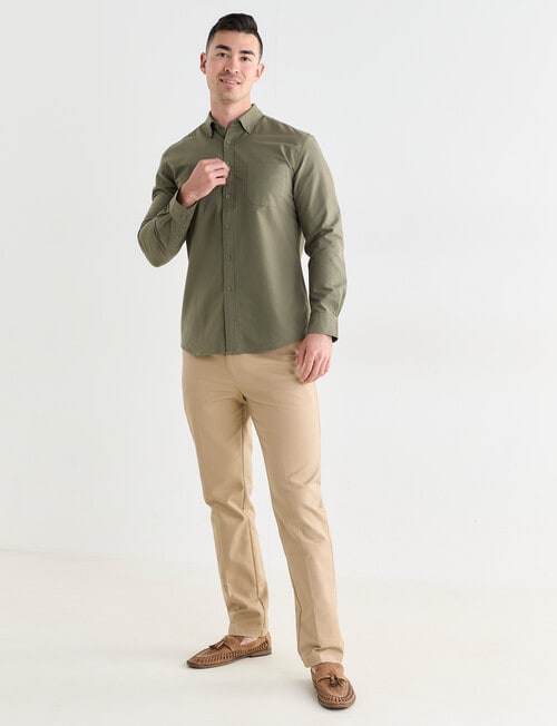 Laidlaw + Leeds Oxford Long Sleeve Shirt, Khaki product photo View 03 L