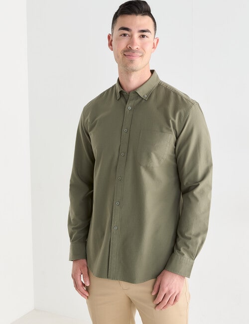 Laidlaw + Leeds Oxford Long Sleeve Shirt, Khaki product photo View 05 L