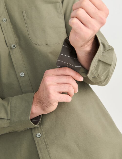 Laidlaw + Leeds Oxford Long Sleeve Shirt, Khaki product photo View 06 L